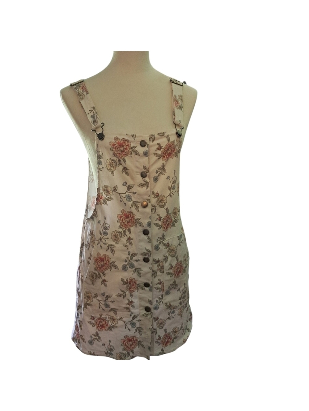 Tinsel Town Bibs Dress Women's Cotton Floral Overall Bibs Button Up Y2k